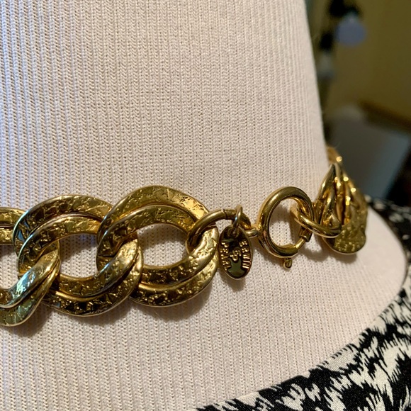 Erwin Pearl 🎄Textured gold tone double ring choker necklace - Picture 9 of 11